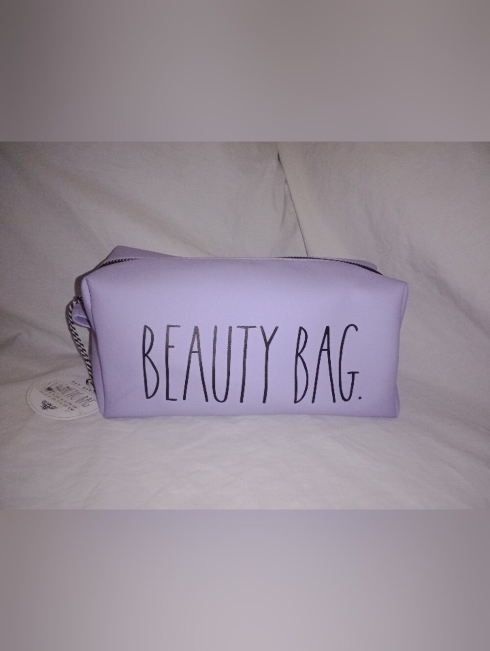 New Rae Dunn Purple Lilac Beauty Bag 2022. 10" by 4 1/4" by 4 1/4"